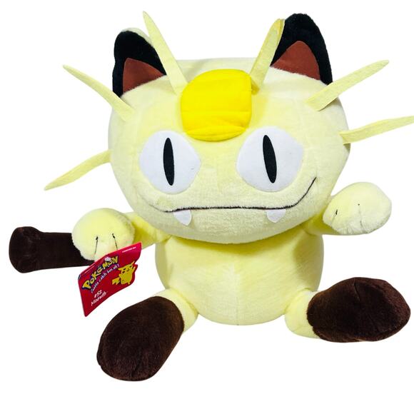 Meowth Pokemon #52 16" Plushie - Hasbro Tomy Nintendo 1999 Vintage New with Tags - Picture 1 of 8